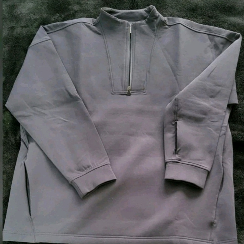 Banana Republic Gray Quarter-Zip Scuba Pullover L Unisex